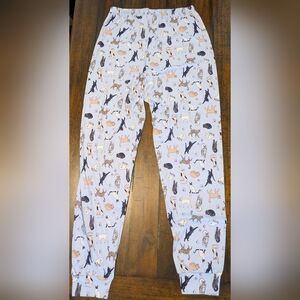 CALIDA Cat Print Light Blue Pajama Pants Cotton Jersey Size S
